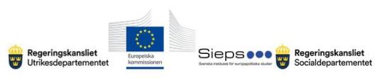 Logotyper från Utrikesdepartementet, EU-kommissionen, SIEPS, Socialdepartementet