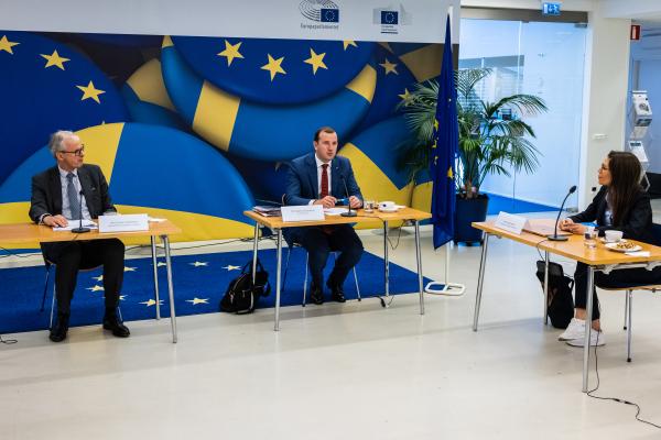 Virginijus Sinkevičius på besök i Europahuset i juni 2021.