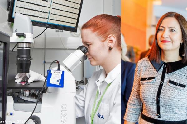 Collage: Kvinnlig forskare och Ivanova